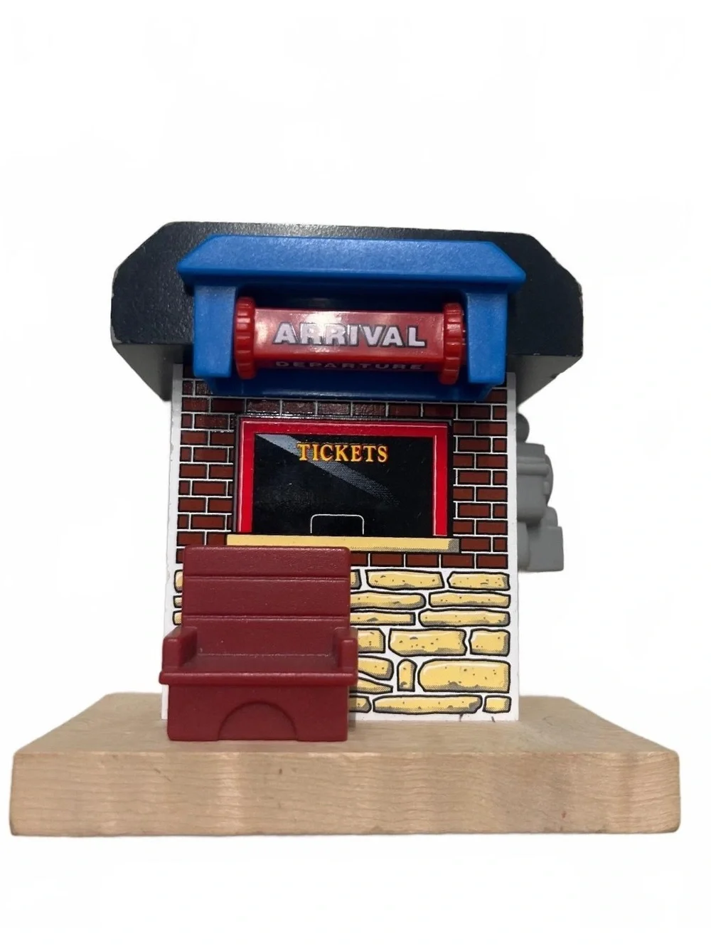 Ticket Booth Station Thomas & Friends Wooden Railway Departure Sign with Bench